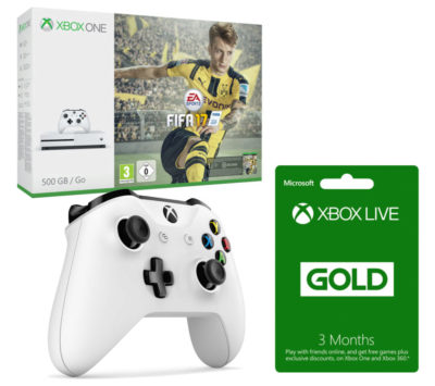 MICROSOFT Xbox One S with FIFA 17 with Controller & 3 Months Xbox LIVE Gold Membership Bundle - 500 GB MICROSOFT Xbox One S with FIFA 17 with Controller & 3 Months Xbox LIVE Gold Membership Bundle - 500 GB
